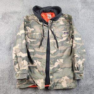 Dickies Jacket Mens Small Camouflage Full Zip Hooded Quilt Lined Hunting Shacket